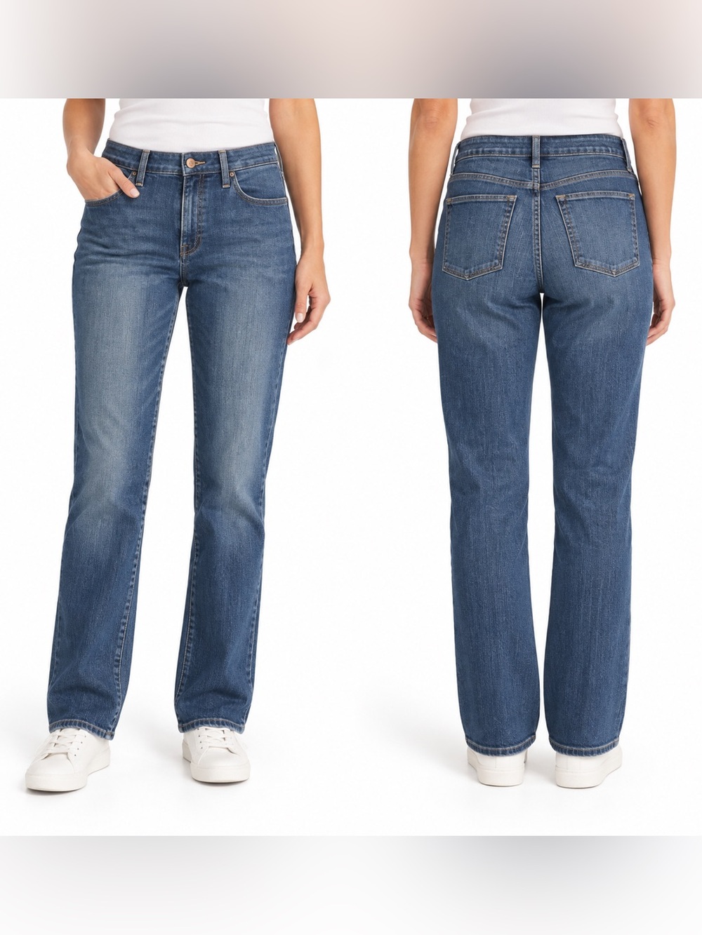 L.L.Bean Favorite Fit Women's Straight Leg Jeans Blue Denim Size 6 Petite